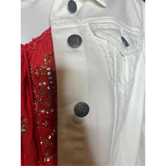 Prana White Slate Rim Denim Jacket Sz Medium Distressed - Picture 4 of 8